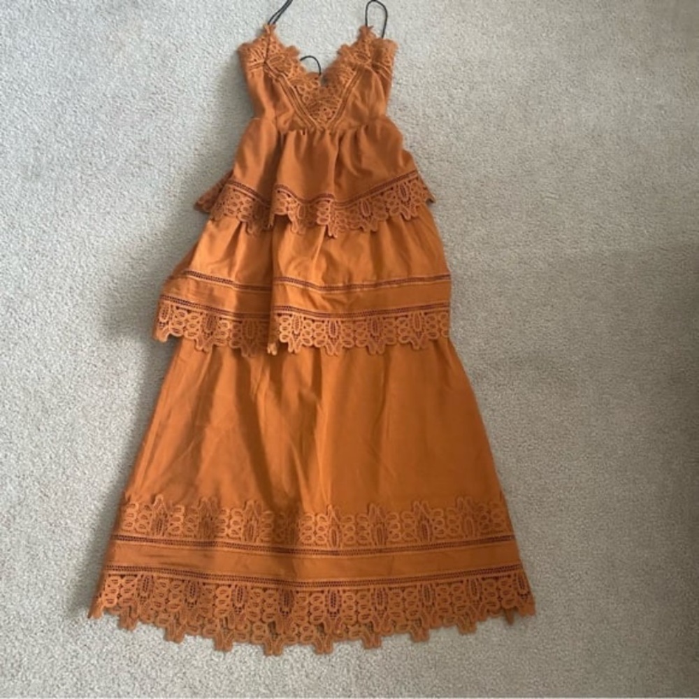 Self-Portrait Ivy Lace Trim Tiered Dress